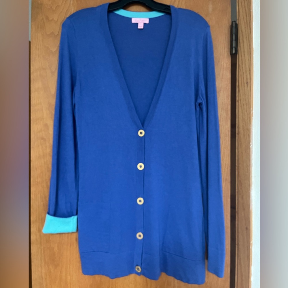 VGUC Lilly Pulitzer Heidi cardigan Iris blue Large